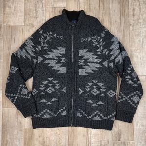 AE Men's Zip Up Cardigan Sherpa Wool Blend Jacket